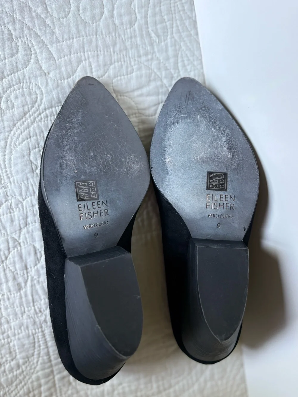 Eileen Fisher Black Suede Pointed Wedge Pumps